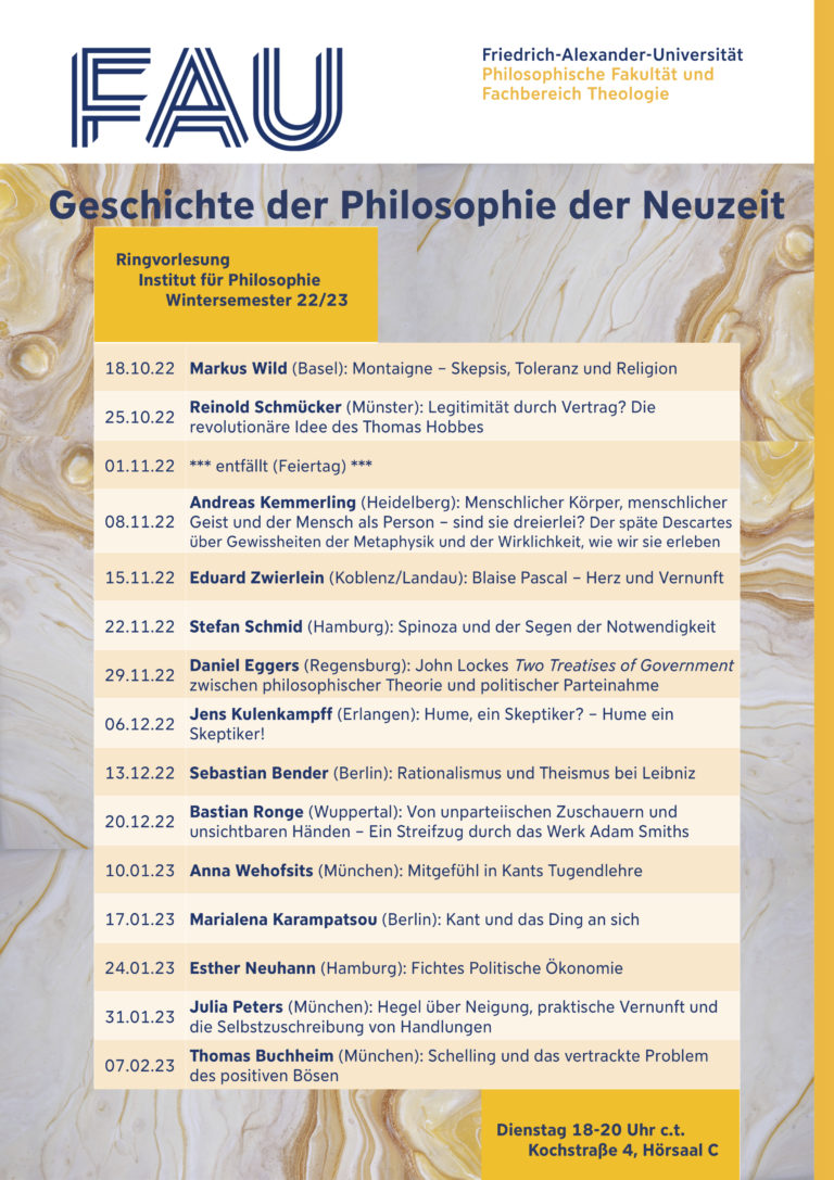 Ringvorlesung zur Geschichte der Philosophie der Neuzeit