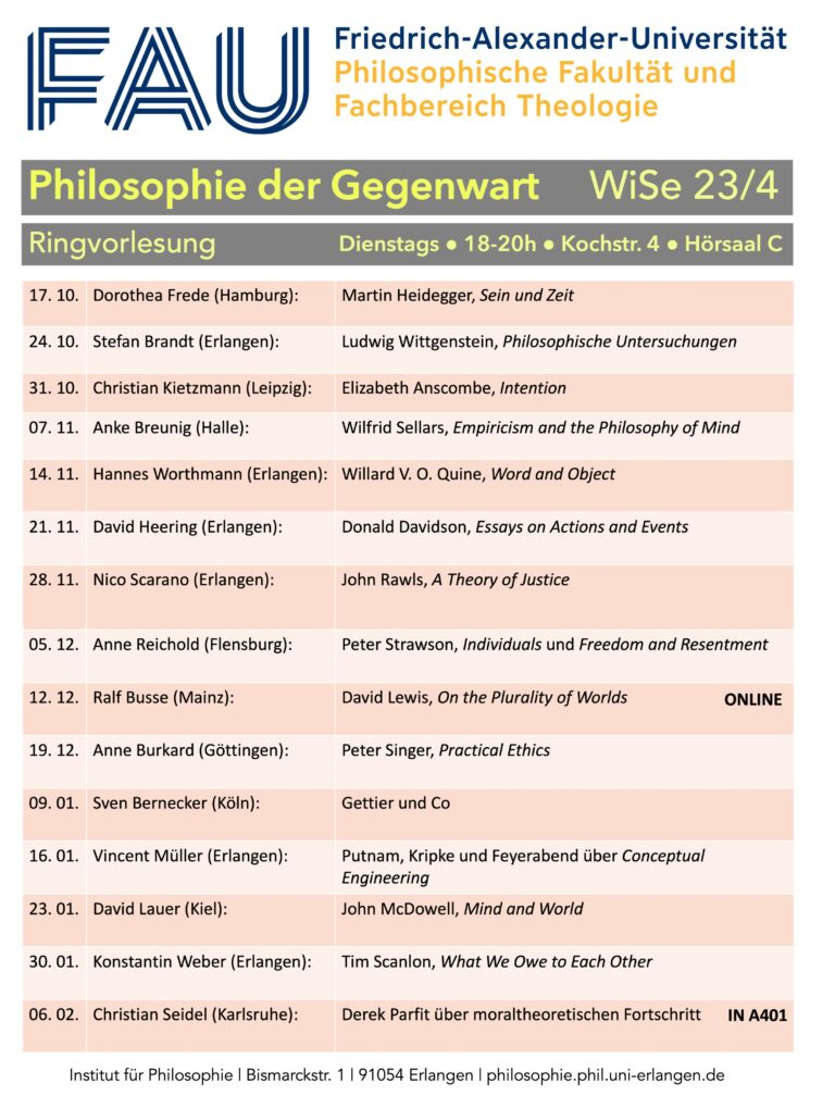 Ringvorlesung zur Philosophie der Gegenwart