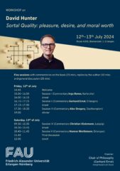 Plakat Workshop Sortal Quality: pleasure, desire, and moral worth